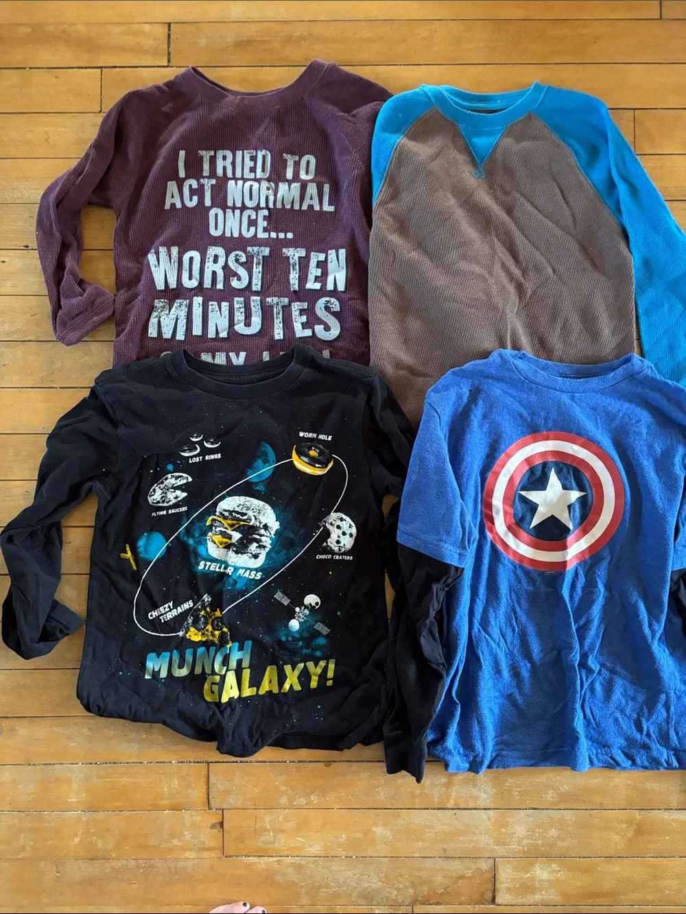 4 Kids Long-Sleeve Graphic Tee - Blue Captain Shield